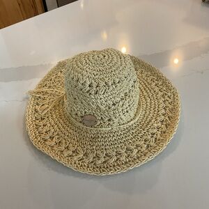 Panama Jack Packable Straw Crochet Sun Hat - Neutral Beige